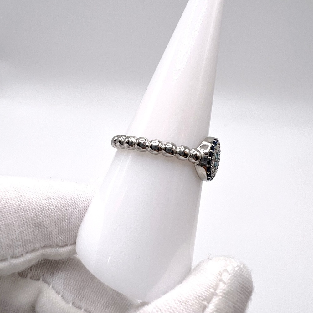 .925 Sterling Silver Evil Eye Cz Ring - Picture 5 of 17
